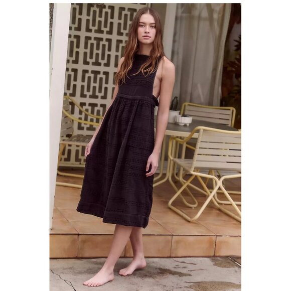 Free People Free-Est Good For The Soul Pinafore Midi Dress Black XS New 263762 - Picture 1 of 7